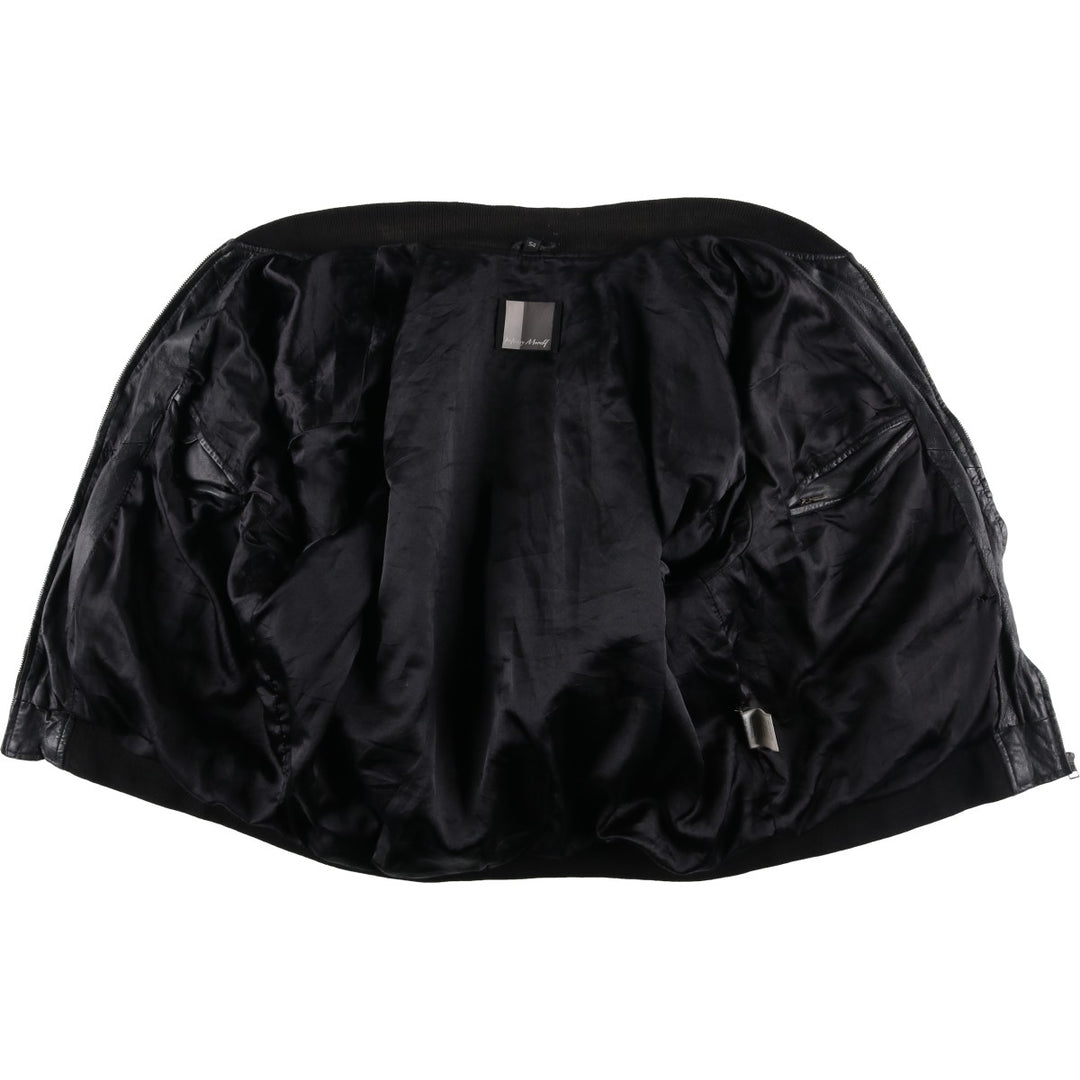 Henry Money Leather Blouson, Men's Size L genuine leather black type Vintage Second Hand