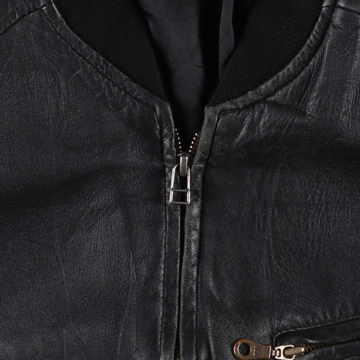 Henry Money Leather Blouson, Men's Size L genuine leather black type Vintage Second Hand