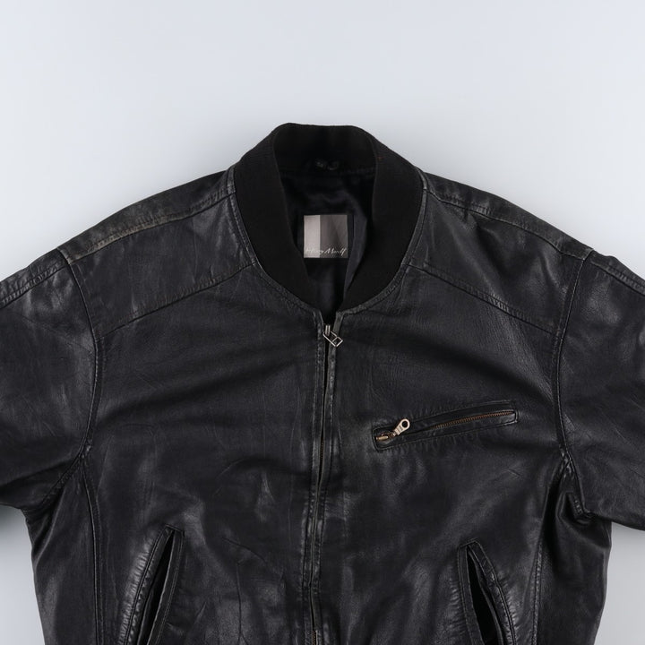 Henry Money Leather Blouson, Men's Size L genuine leather black type Vintage Second Hand