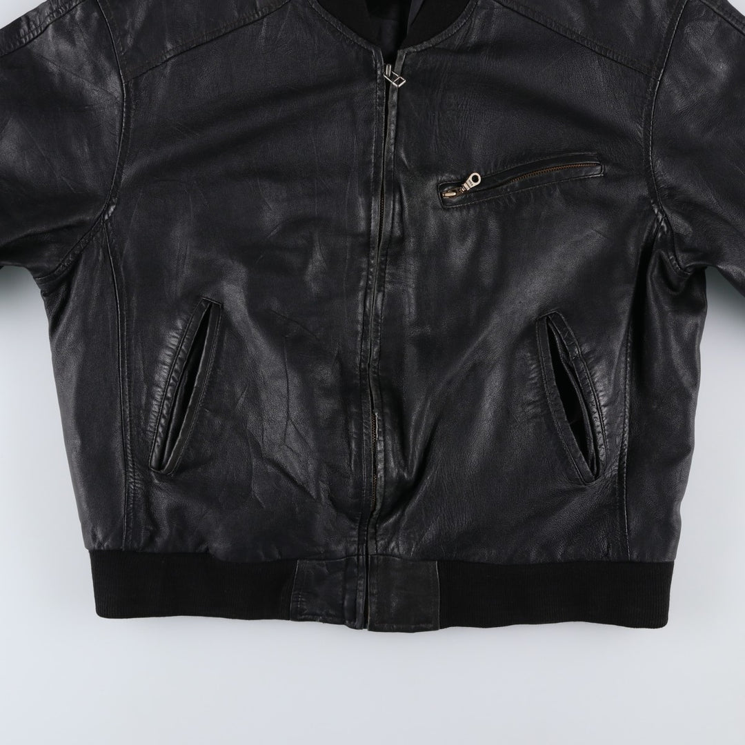 Henry Money Leather Blouson, Men's Size L genuine leather black type Vintage Second Hand