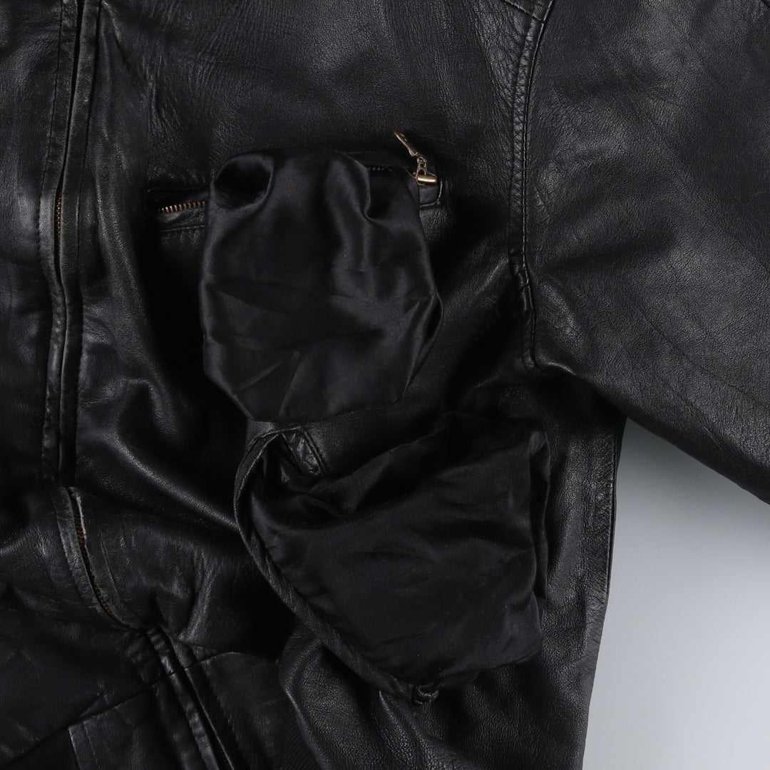 Henry Money Leather Blouson, Men's Size L genuine leather black type Vintage Second Hand