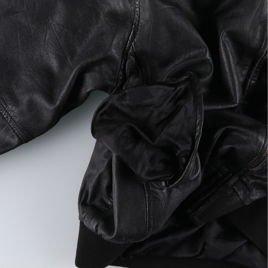 Henry Money Leather Blouson, Men's Size L genuine leather black type Vintage Second Hand