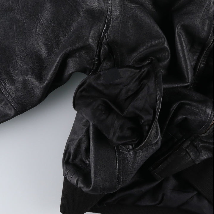 Henry Money Leather Blouson, Men's Size L genuine leather black type Vintage Second Hand