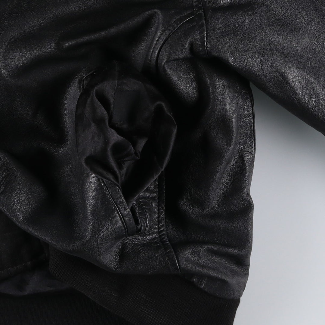 Henry Money Leather Blouson, Men's Size L genuine leather black type Vintage Second Hand