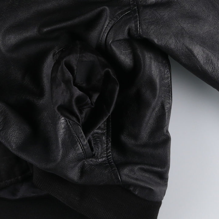 Henry Money Leather Blouson, Men's Size L genuine leather black type Vintage Second Hand