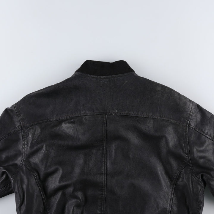 Henry Money Leather Blouson, Men's Size L genuine leather black type Vintage Second Hand