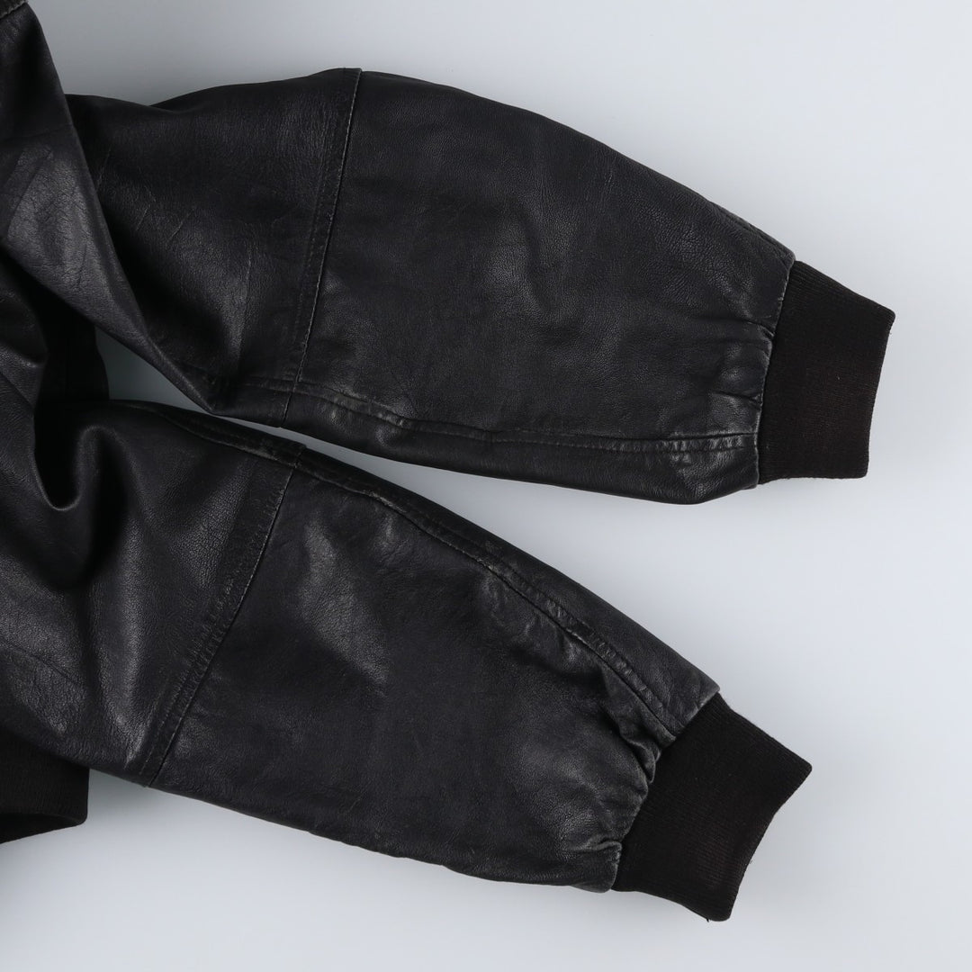 Henry Money Leather Blouson, Men's Size L genuine leather black type Vintage Second Hand