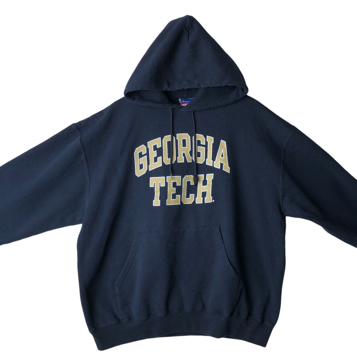 2000'S Champion Authentic Athletic Apparel College Pullover Hoodie, Men's XL cotton navy blue type Vintage Second Hand