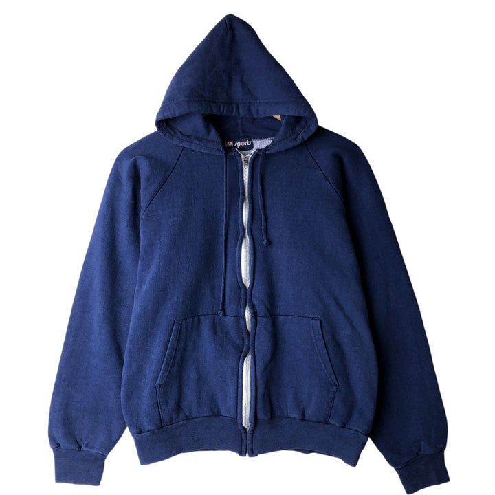 Vintage 1980'S IM Sports full-zip sweatshirt hoodie, size M, men's unclear navy blue type Vintage Second Hand