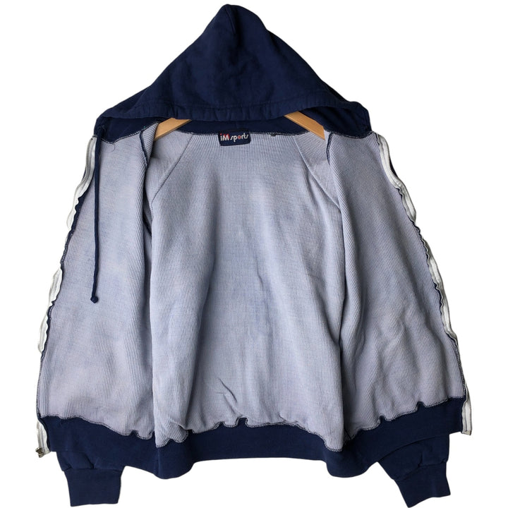 Vintage 1980'S IM Sports full-zip sweatshirt hoodie, size M, men's unclear navy blue type Vintage Second Hand