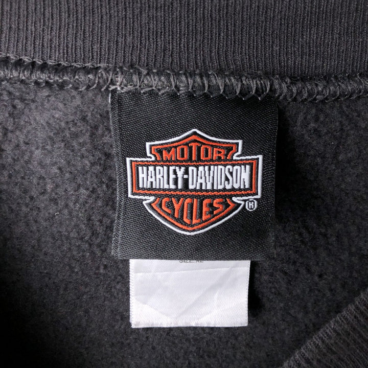 Harley-Davidson Skull Pattern Advertising Sweatshirt, Men's XL cotton Charcoal Vintage Second Hand