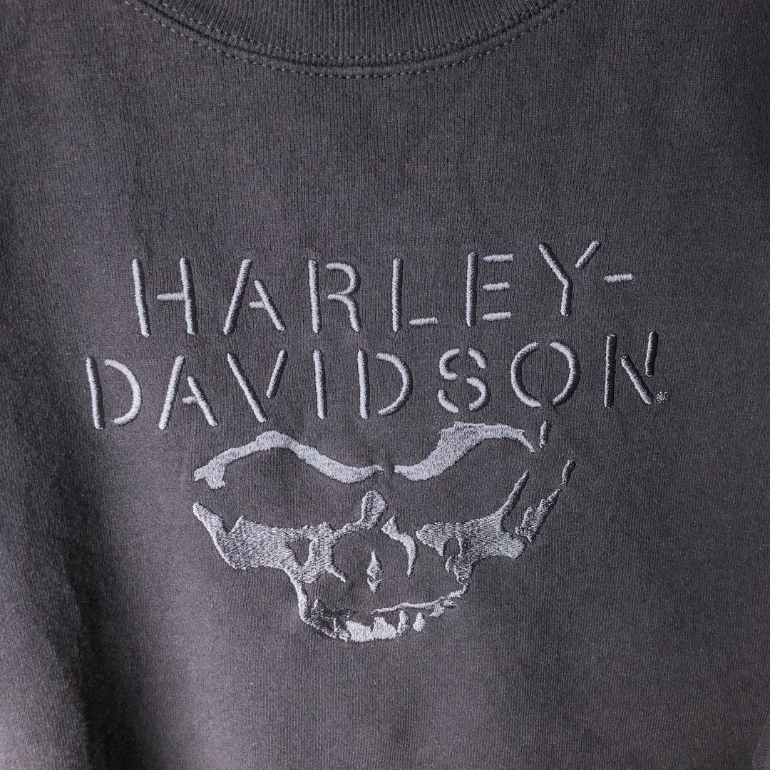 Harley-Davidson Skull Pattern Advertising Sweatshirt, Men's XL cotton Charcoal Vintage Second Hand