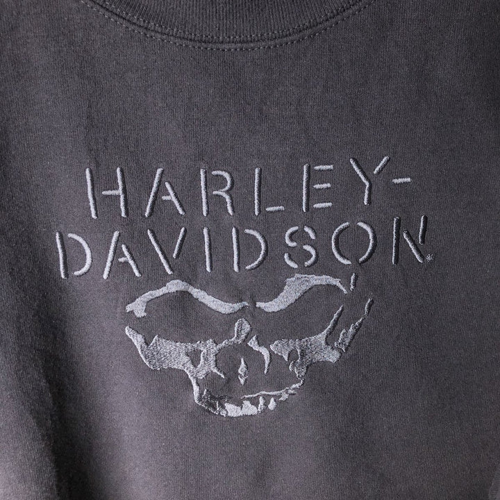 Harley-Davidson Skull Pattern Advertising Sweatshirt, Men's XL cotton Charcoal Vintage Second Hand