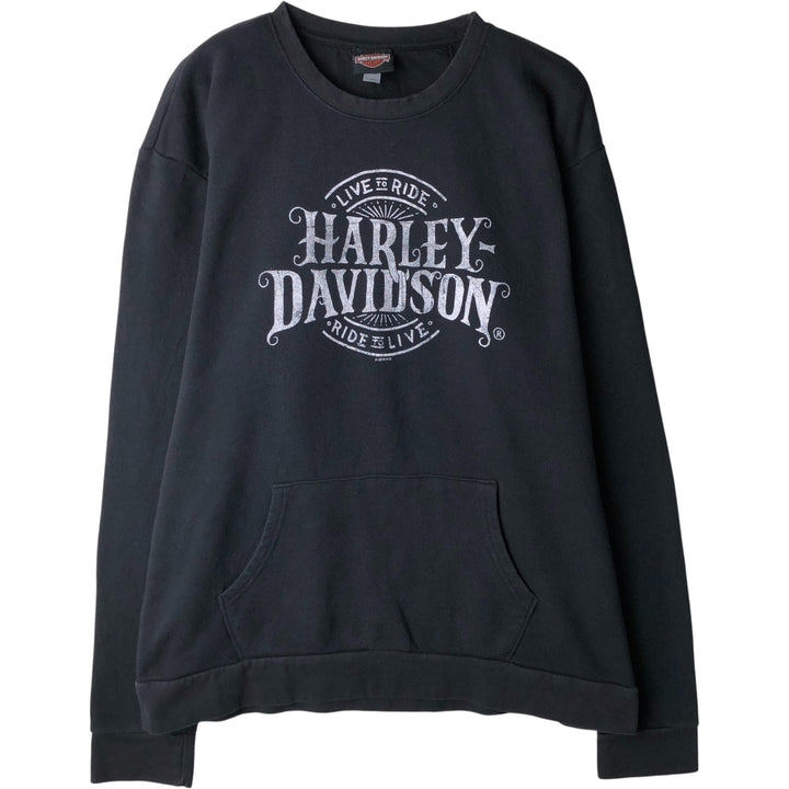 Harley-Davidson Advertising Sweatshirt, Men's XL Size cotton black type Vintage Second Hand