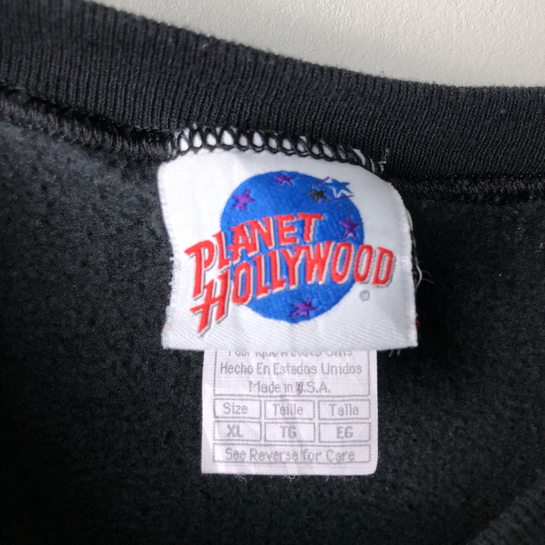 90'S Planet Hollywood Advertising Sweatshirt, Made in USA, Men's XL, Vintage cotton black type Vintage Second Hand