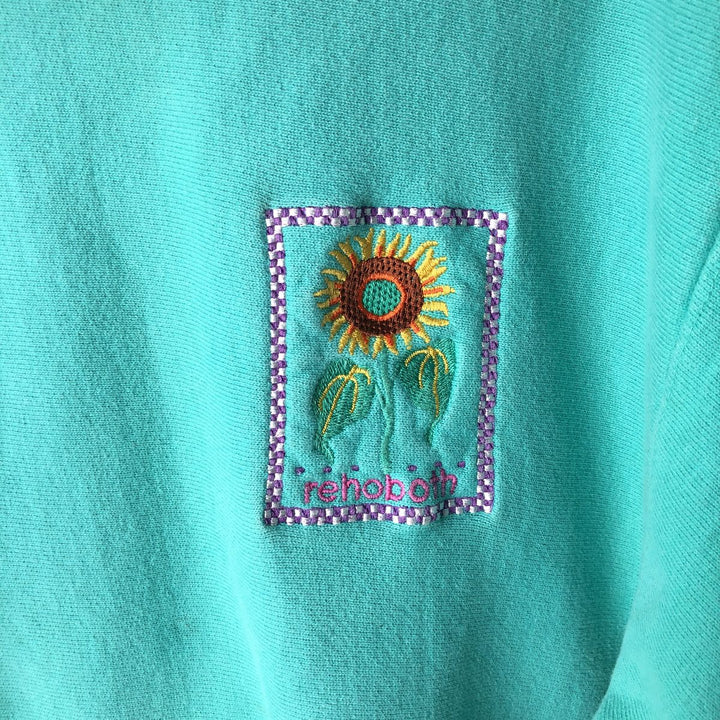 90'S Champion Reverse Weave Embroidered Tag College Sweatshirt Trainer Made in USA Men's M Vintage cotton Emerald green Vintage Second Hand