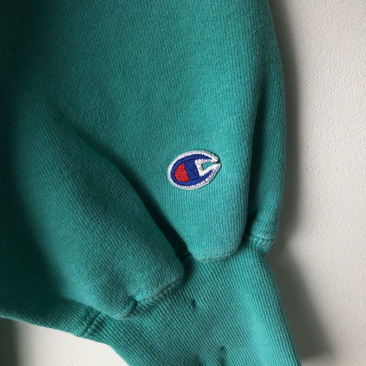 90'S Champion Reverse Weave Embroidered Tag College Sweatshirt Trainer Made in USA Men's M Vintage cotton Emerald green Vintage Second Hand