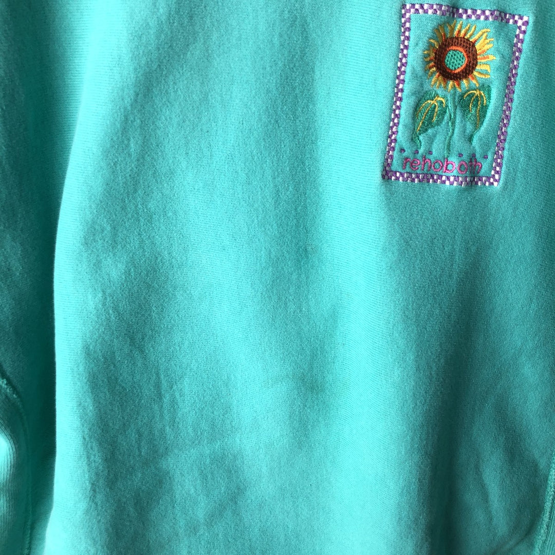 90'S Champion Reverse Weave Embroidered Tag College Sweatshirt Trainer Made in USA Men's M Vintage cotton Emerald green Vintage Second Hand