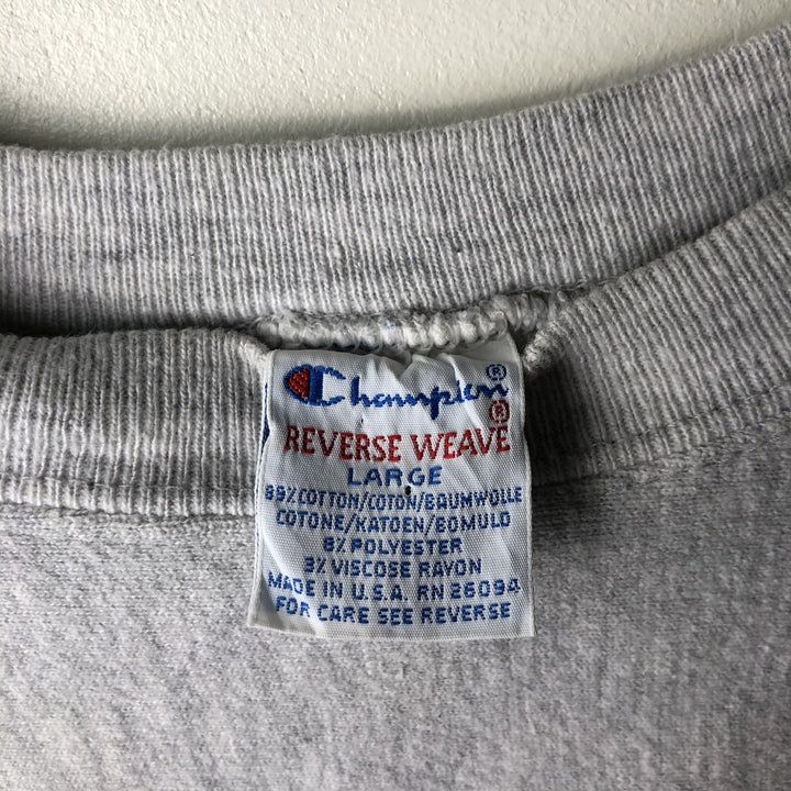 90'S Champion Reverse Weave Embroidered Tag College Sweatshirt Trainer Made in USA Men's L Vintage cotton white type Vintage Second Hand