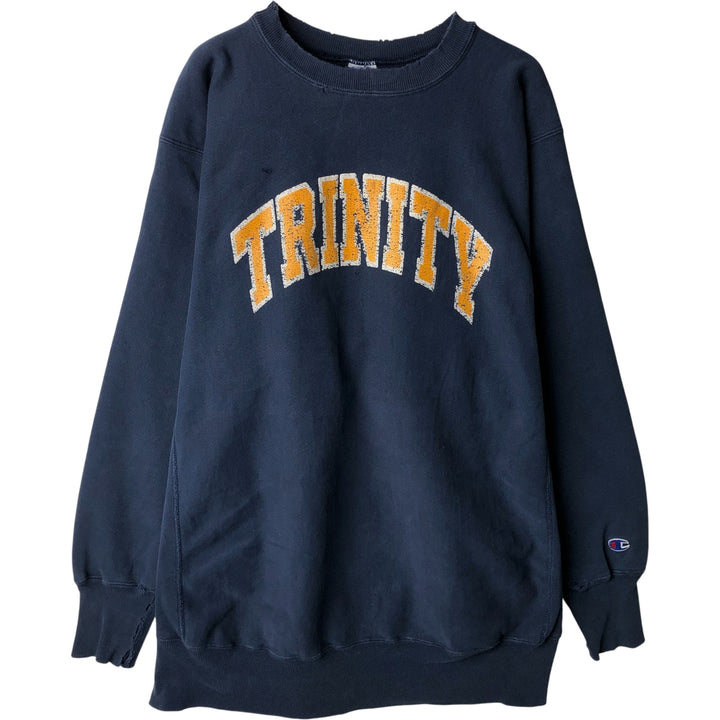 Vintage 90'S Champion Reverse Weave College Sweatshirt, Made in USA, Men's XXL cotton navy blue type Vintage Second Hand