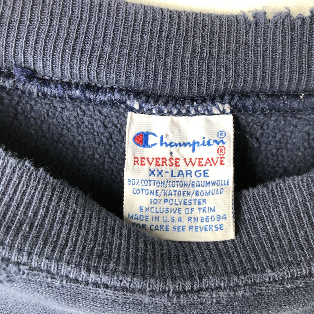 Vintage 90'S Champion Reverse Weave College Sweatshirt, Made in USA, Men's XXL cotton navy blue type Vintage Second Hand