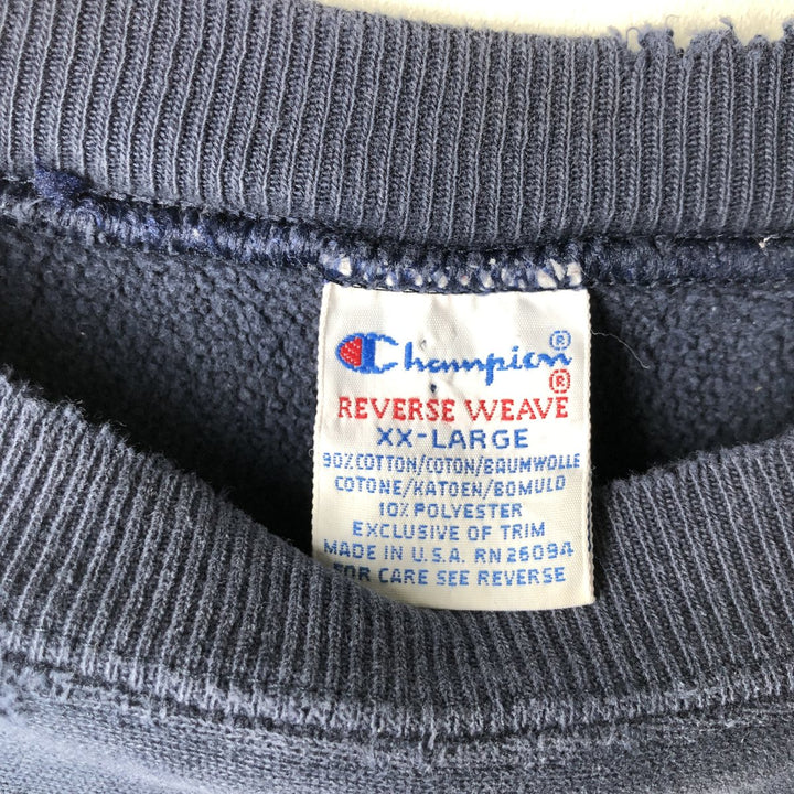 Vintage 90'S Champion Reverse Weave College Sweatshirt, Made in USA, Men's XXL cotton navy blue type Vintage Second Hand