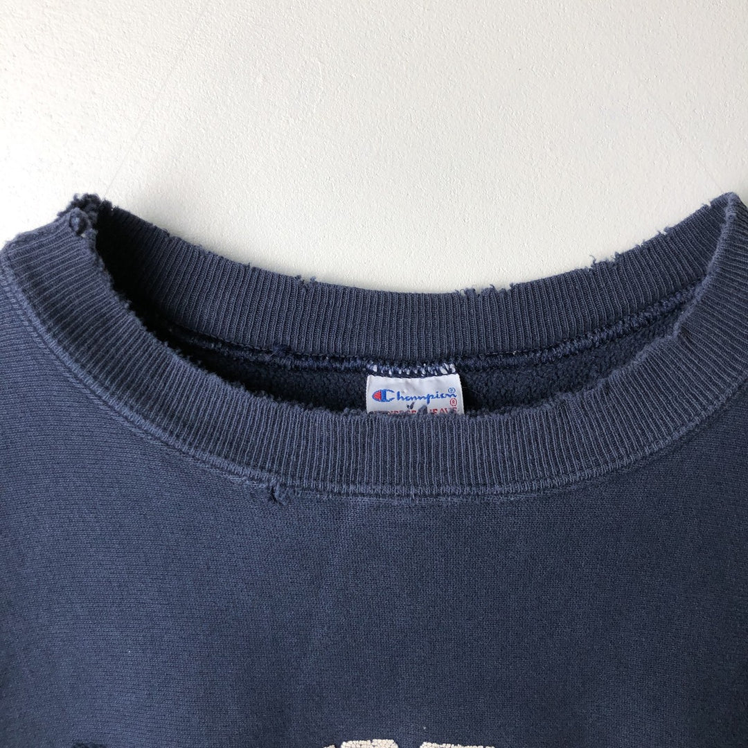 Vintage 90'S Champion Reverse Weave College Sweatshirt, Made in USA, Men's XXL cotton navy blue type Vintage Second Hand