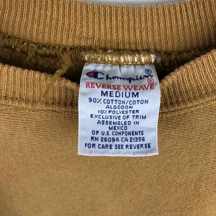 90'S Champion Reverse Weave Embroidered Tag One Point Logo Sweatshirt Trainer Men's M Size Vintage cotton ocher yellow type Vintage Second Hand