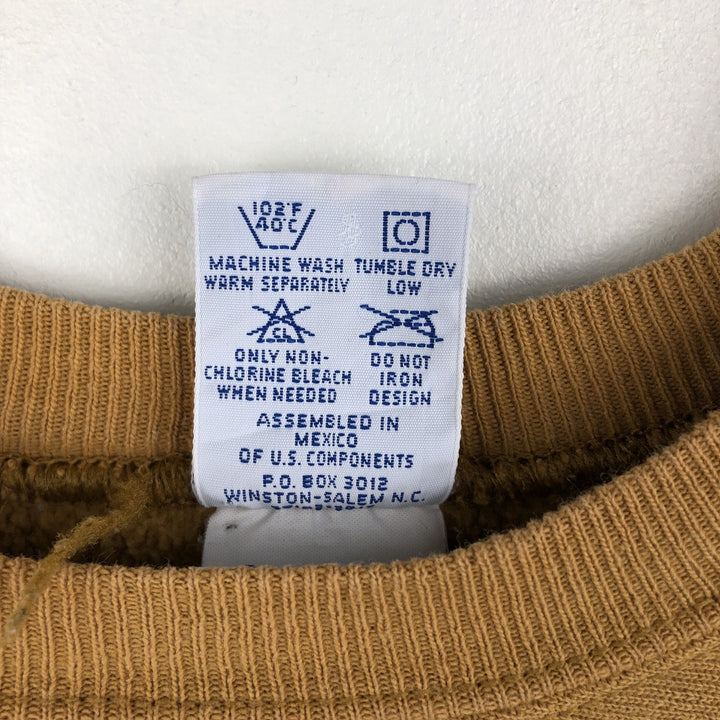 90'S Champion Reverse Weave Embroidered Tag One Point Logo Sweatshirt Trainer Men's M Size Vintage cotton ocher yellow type Vintage Second Hand