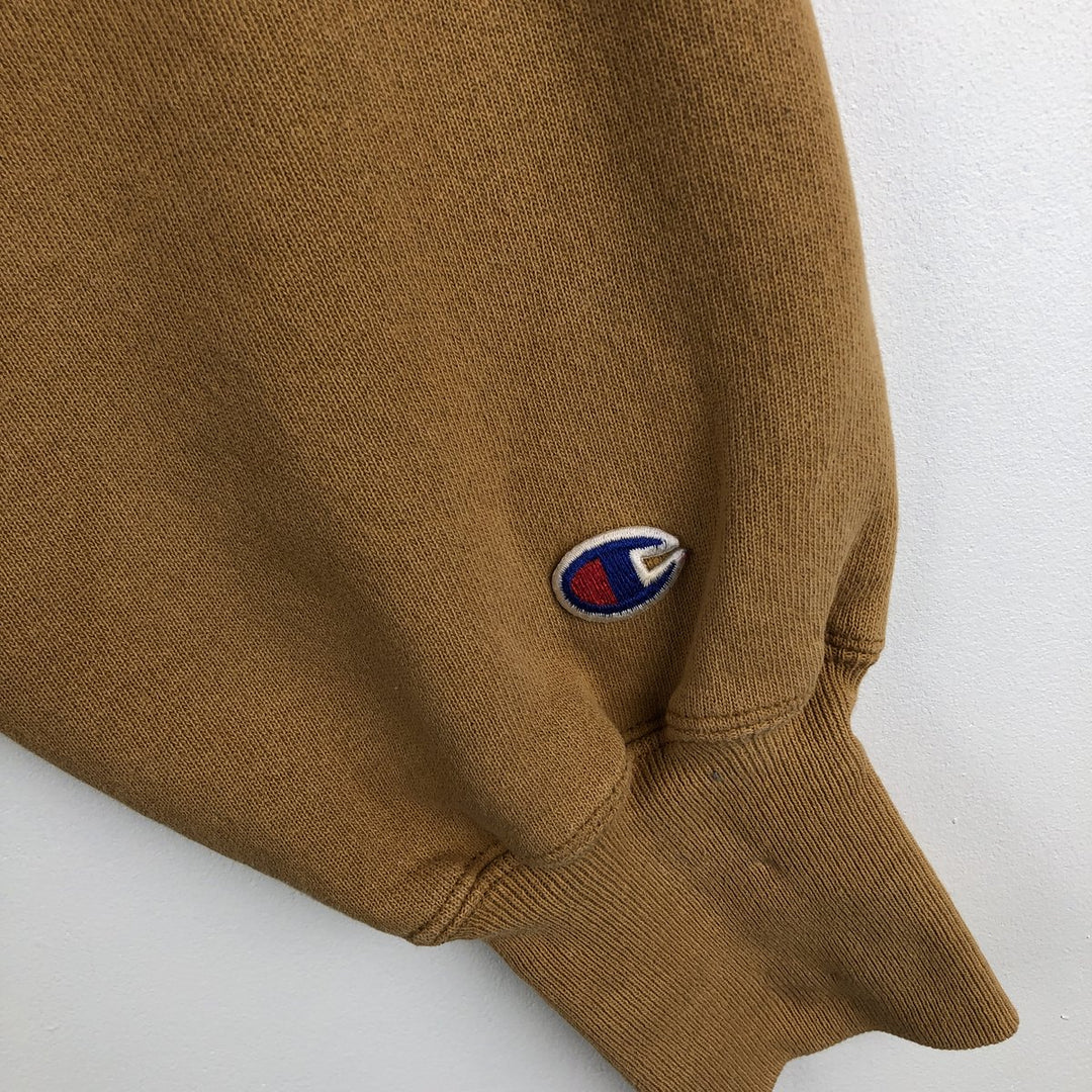 90'S Champion Reverse Weave Embroidered Tag One Point Logo Sweatshirt Trainer Men's M Size Vintage cotton ocher yellow type Vintage Second Hand