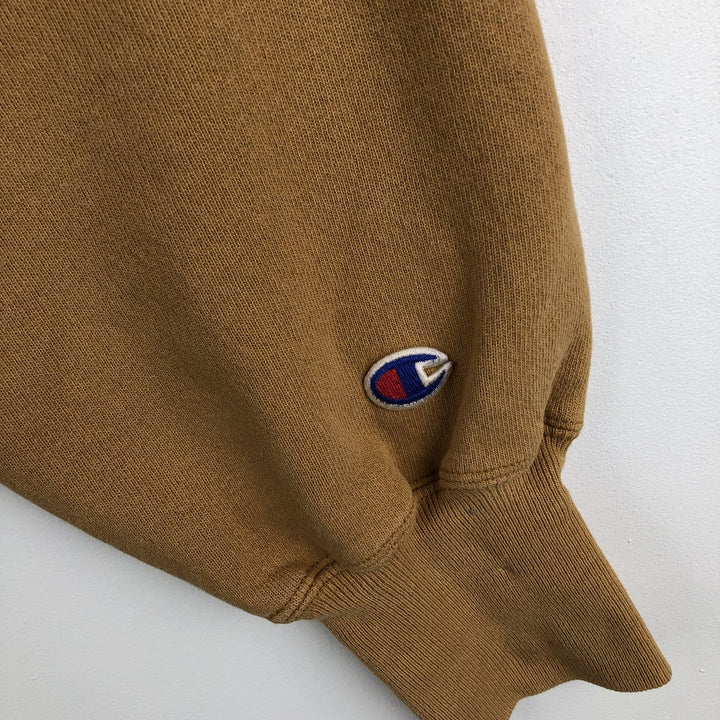 90'S Champion Reverse Weave Embroidered Tag One Point Logo Sweatshirt Trainer Men's M Size Vintage cotton ocher yellow type Vintage Second Hand
