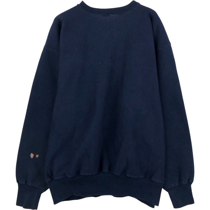 90'S Champion Reverse Weave Sweatshirt with Embroidered Tag and One-Point Logo, Men's Size XXL cotton navy blue type Vintage Second Hand
