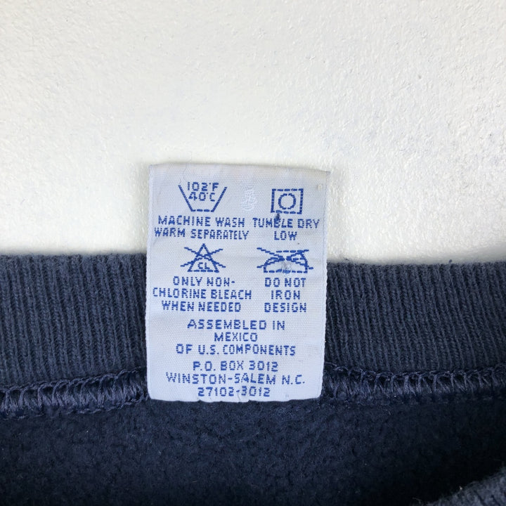 90'S Champion Reverse Weave Sweatshirt with Embroidered Tag and One-Point Logo, Men's Size XXL cotton navy blue type Vintage Second Hand