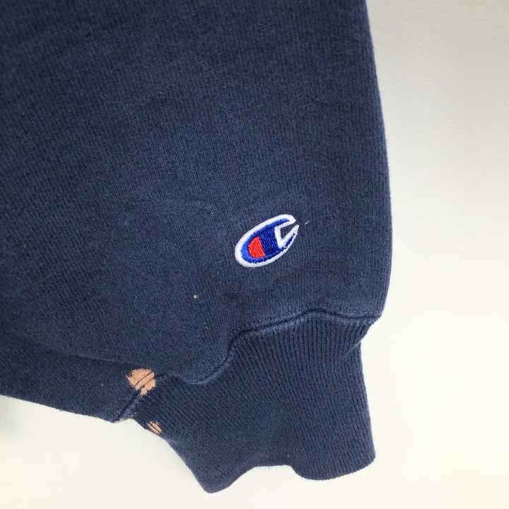 90'S Champion Reverse Weave Sweatshirt with Embroidered Tag and One-Point Logo, Men's Size XXL cotton navy blue type Vintage Second Hand