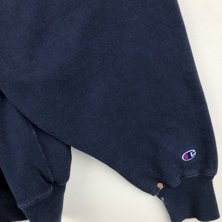 90'S Champion Reverse Weave Sweatshirt with Embroidered Tag and One-Point Logo, Men's Size XXL cotton navy blue type Vintage Second Hand
