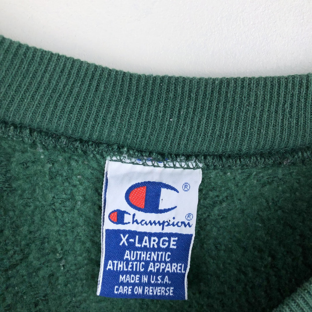 90'S Champion Authentic Athletic Apparel Triple Print College Sweatshirt, Made in USA, Men's Size XL cotton green type Vintage Second Hand