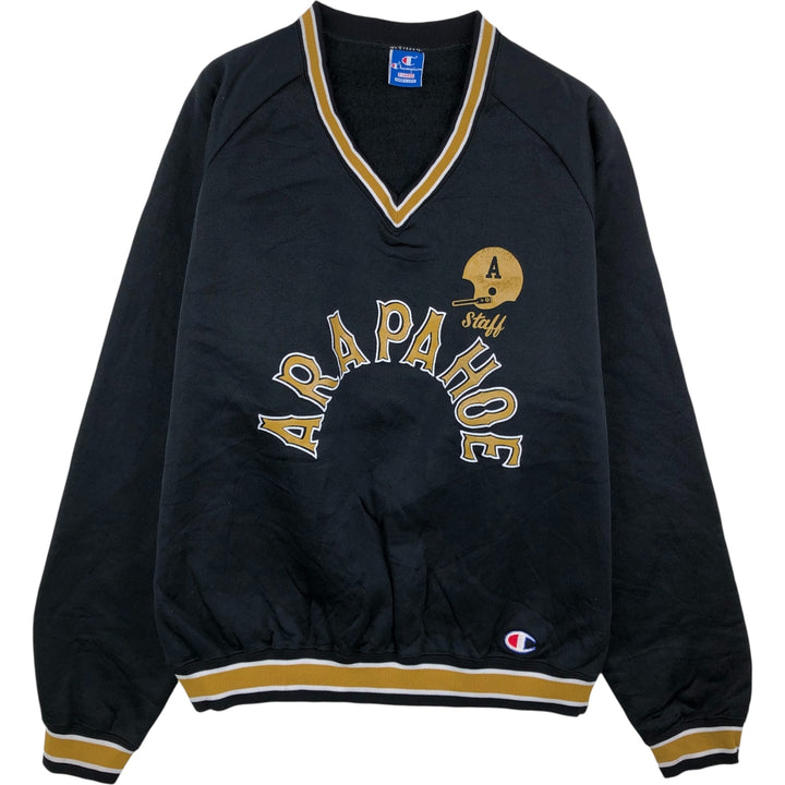 90'S Champion V-neck college sweatshirt, Made in USA, Men's XL, Vintage Nylon black type Vintage Second Hand