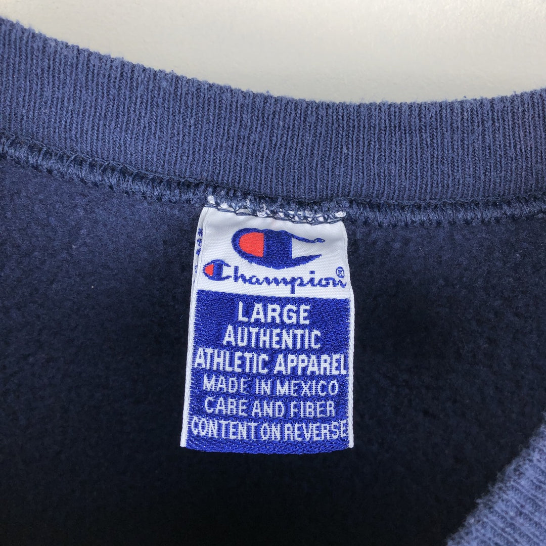 90'S Champion Authentic Athletic Apparel Triple Print College Sweatshirt, Men's Size L cotton navy blue type Vintage Second Hand