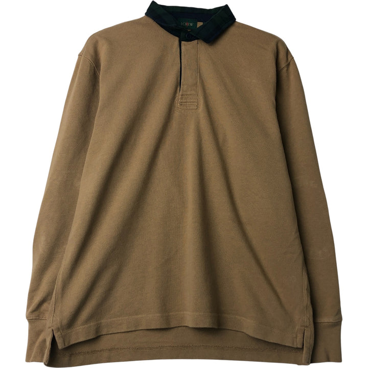 Vintage 90'S J.Crew Blackwatch Check Long Sleeve Rugby Shirt, Men's Size Medium cotton brown type Vintage Second Hand