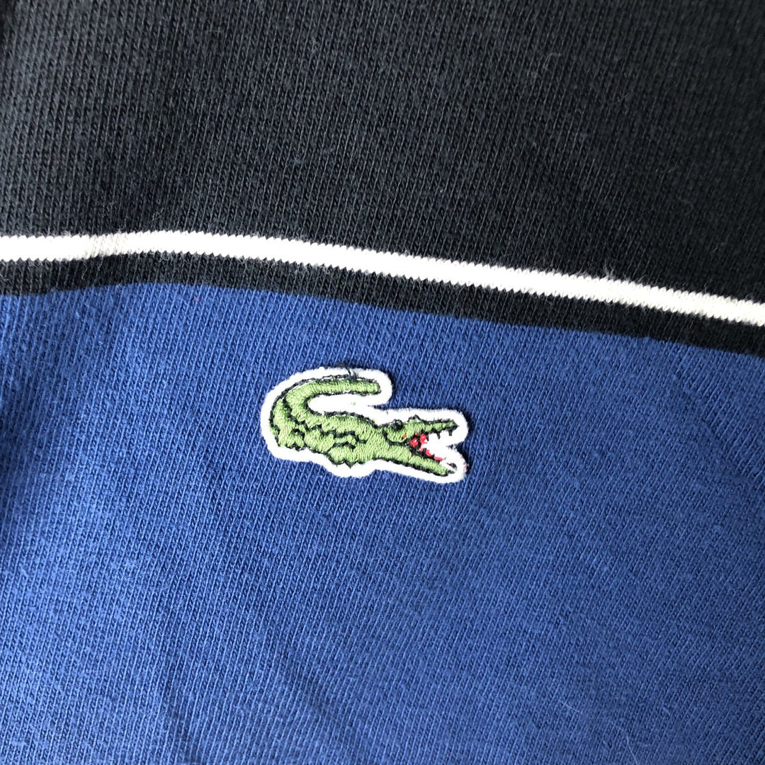 Lacoste Multi-Border Long Sleeve Rugby Shirt, Men's Size L unclear blue type Vintage Second Hand