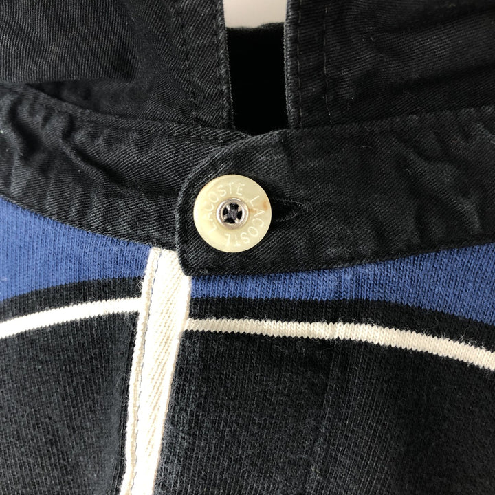 Lacoste Multi-Border Long Sleeve Rugby Shirt, Men's Size L unclear blue type Vintage Second Hand