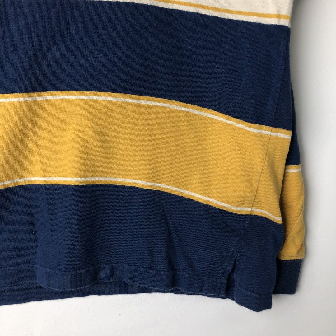 Lacoste Multi-Border Long Sleeve Rugby Shirt, Men's Size L unclear blue type Vintage Second Hand