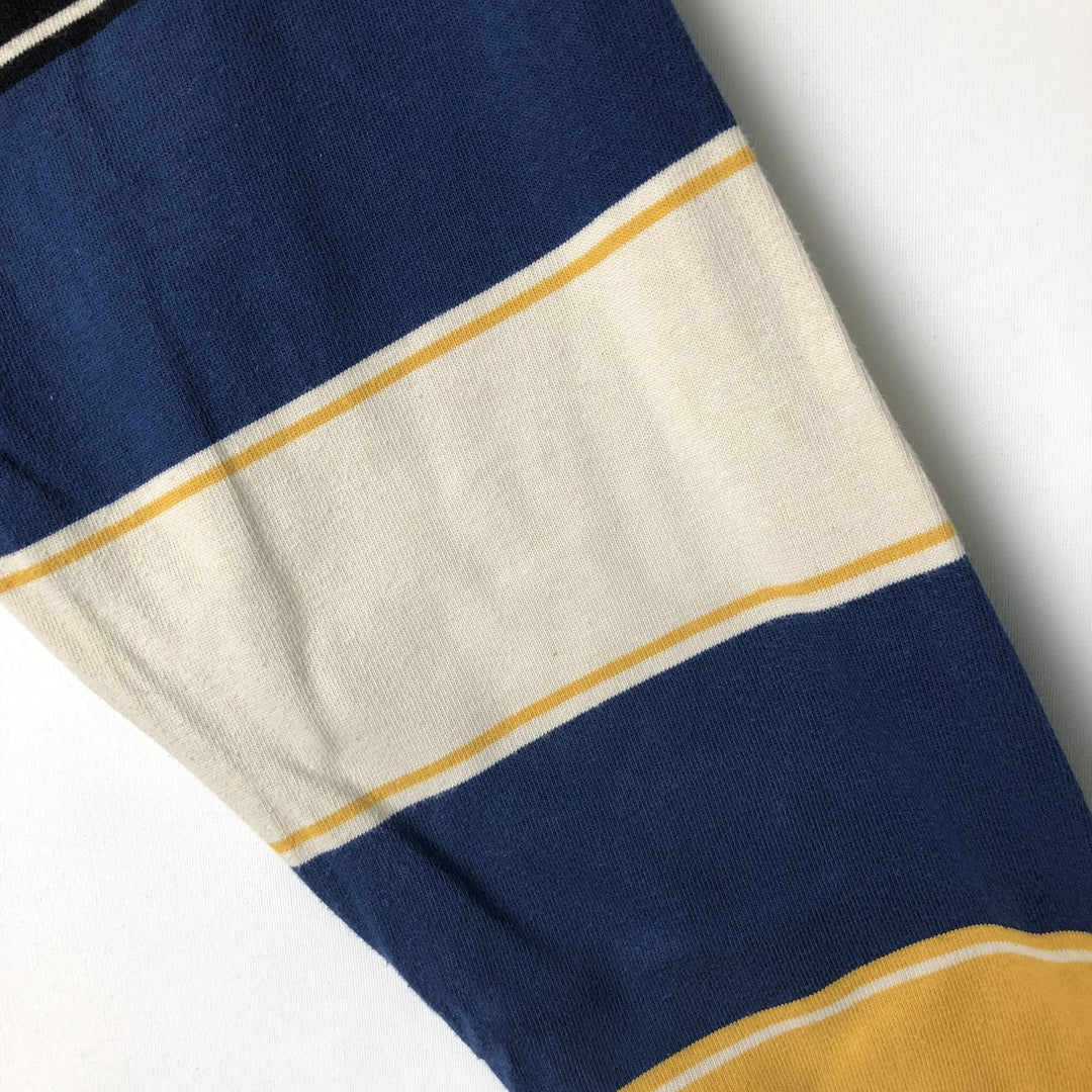 Lacoste Multi-Border Long Sleeve Rugby Shirt, Men's Size L unclear blue type Vintage Second Hand