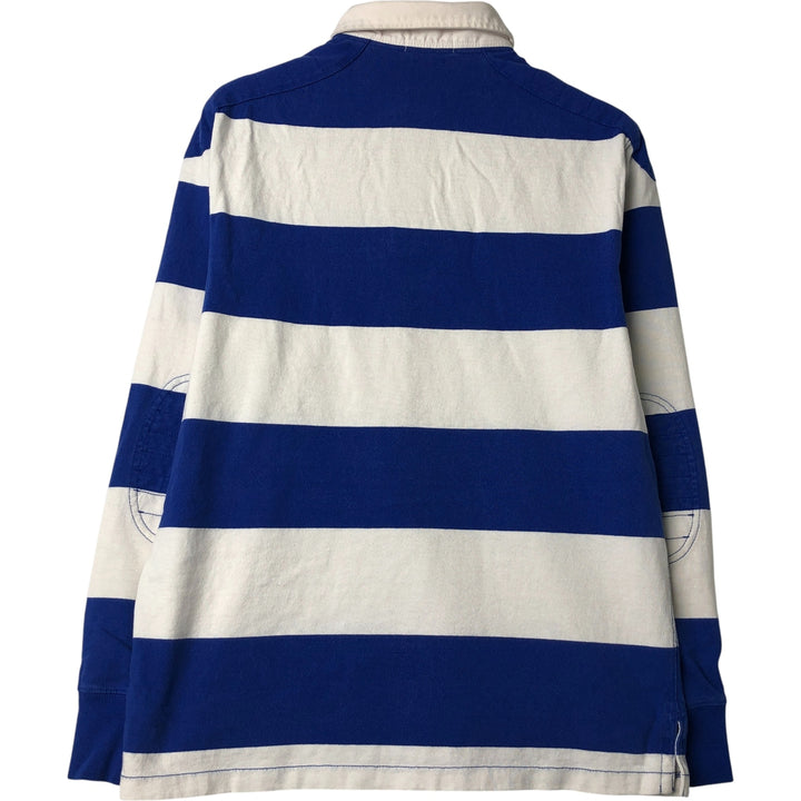 Ralph Lauren POLO RALPH LAUREN CUSTOM FIT Border Pattern Long Sleeve Rugby Shirt Men's M cotton white type Vintage Second Hand