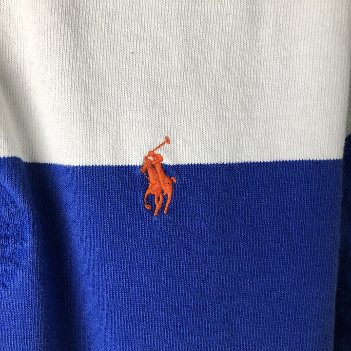 Ralph Lauren POLO RALPH LAUREN CUSTOM FIT Border Pattern Long Sleeve Rugby Shirt Men's M cotton white type Vintage Second Hand