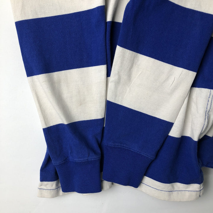 Ralph Lauren POLO RALPH LAUREN CUSTOM FIT Border Pattern Long Sleeve Rugby Shirt Men's M cotton white type Vintage Second Hand