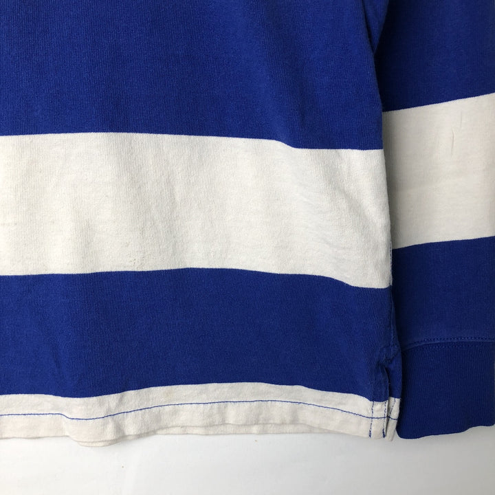 Ralph Lauren POLO RALPH LAUREN CUSTOM FIT Border Pattern Long Sleeve Rugby Shirt Men's M cotton white type Vintage Second Hand