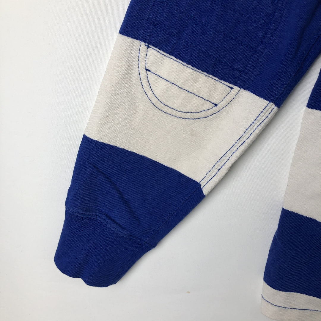 Ralph Lauren POLO RALPH LAUREN CUSTOM FIT Border Pattern Long Sleeve Rugby Shirt Men's M cotton white type Vintage Second Hand