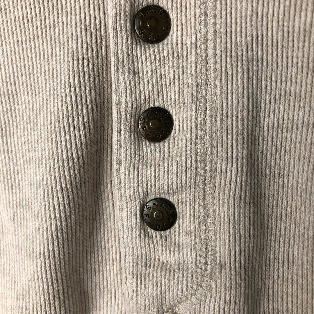 90'S - Vintage Levi's Henley-neck long-sleeved T-shirt, Made in Spain, Men's Size L cotton Beige type Vintage Second Hand
