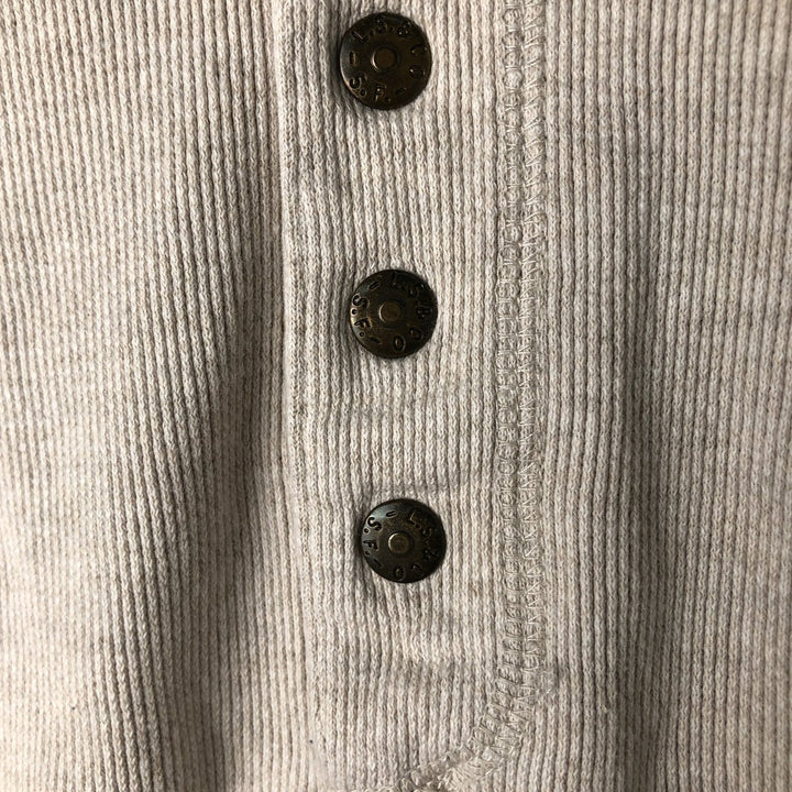 90'S - Vintage Levi's Henley-neck long-sleeved T-shirt, Made in Spain, Men's Size L cotton Beige type Vintage Second Hand